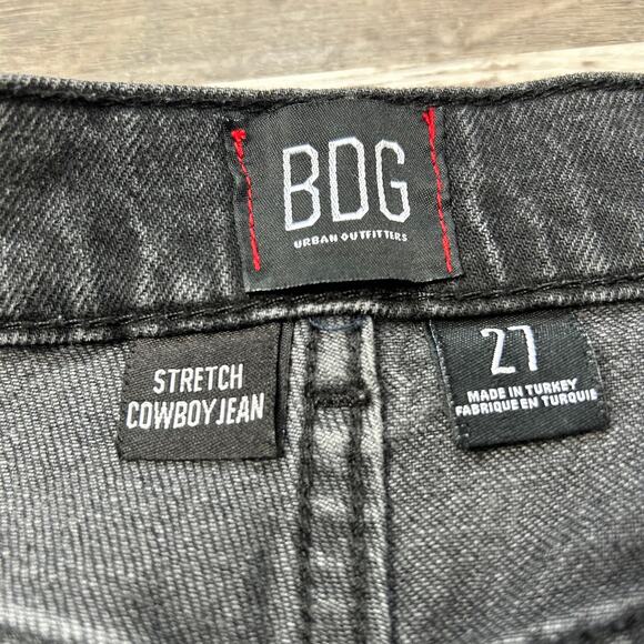 BDG Cowboy Jeans Black Wash Straight Leg High Rise Stretch Denim 27 Y2K Indie - Picture 8 of 8